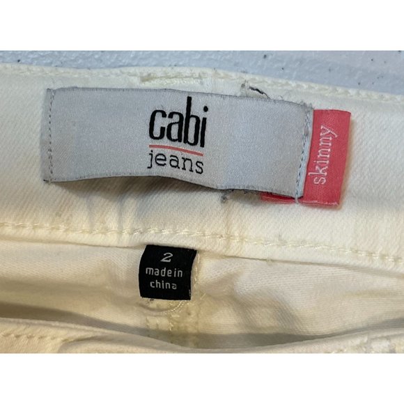 CAbi Womens Jeans Skinny Ankle 5306 Light Wash Moto Zipper Low Rise White Size 2 - Picture 4 of 11